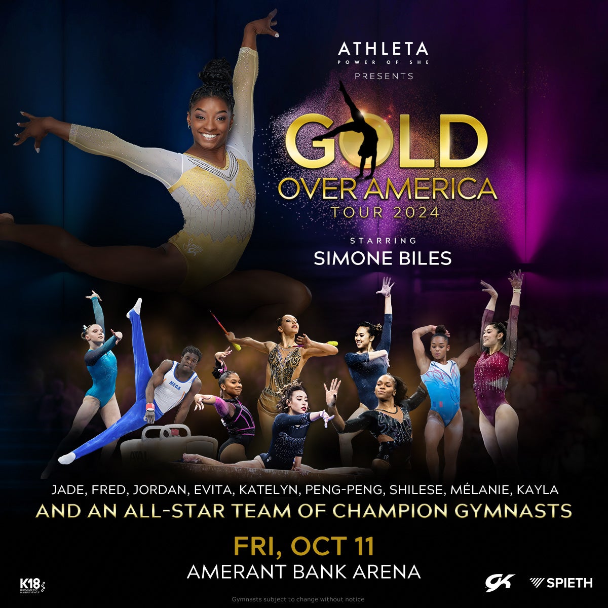 More Info for SIMONE BILES AND ATHLETA PRESENTS GOLD OVER AMERICA TOUR COMING TO AMERANT BANK ARENA ON FRIDAY, OCT. 11