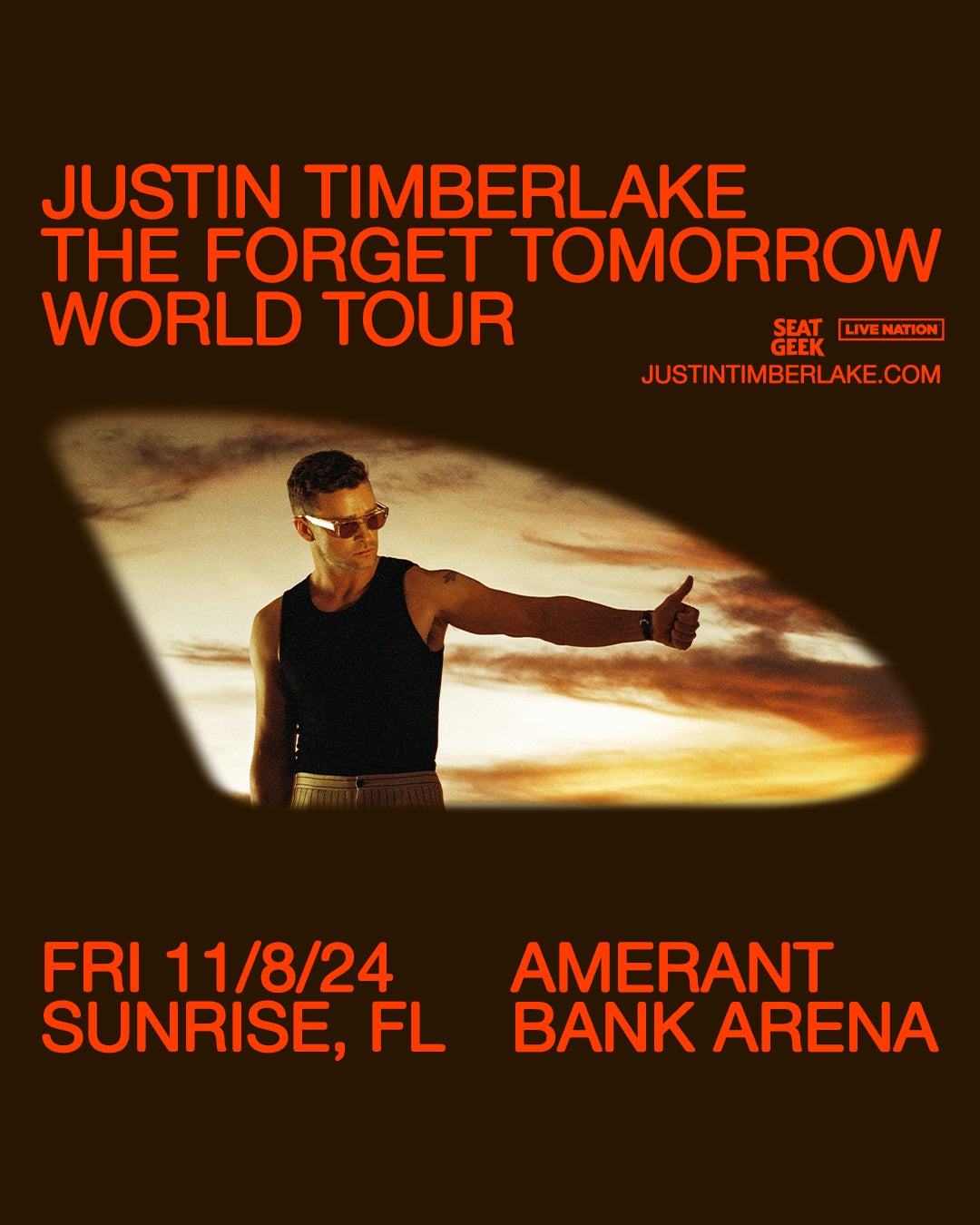 JUSTIN TIMBERLAKE ADDS AMERANT BANK ARENA SHOW ON FRIDAY, NOV. 8 TO SECOND LEG OF THE FORGET TOMORROW WORLD TOUR